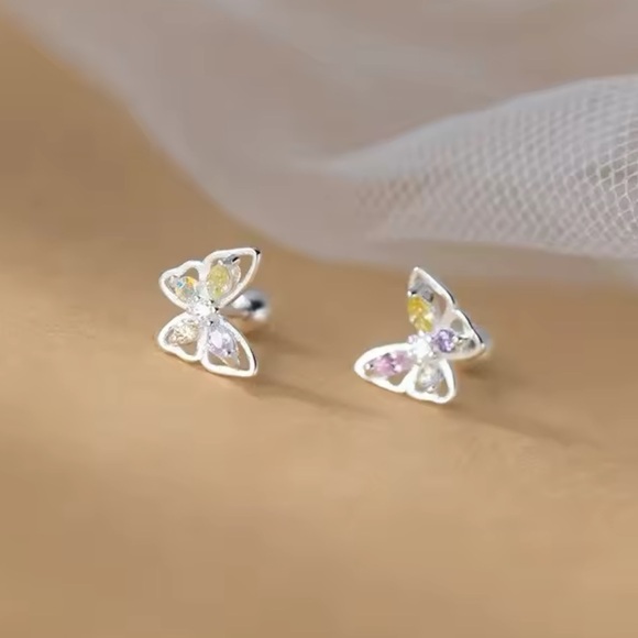 Jewelry - Sterling Silver Butterfly Cubic Zirconia Earrings